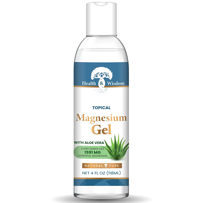 Health and Wisdom Inc. Magnesium Gel with Aloe Vera, Flip Top Cap, 4 oz x 2 pc, Health and Wisdom Inc.