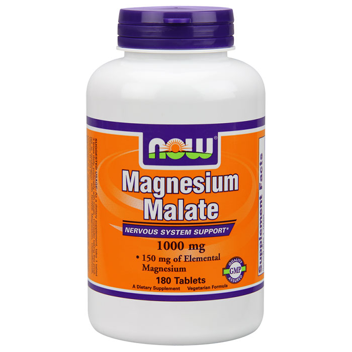 NOW Foods Magnesium Malate 1000mg Vegetarian 180 Tabs, NOW Foods