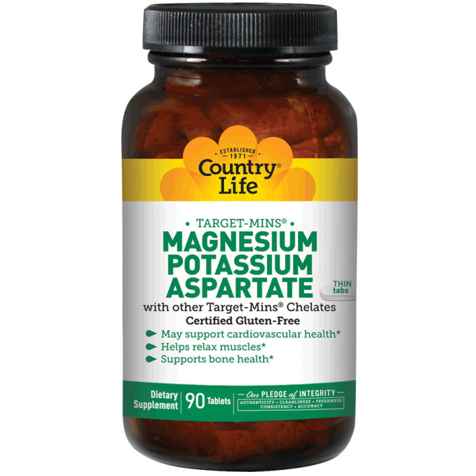 Country Life Magnesium-Potassium Aspartate Target Mins 90 Tablets, Country Life