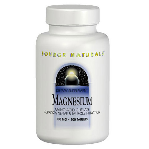 Source Naturals Magnesium Chelate 100mg elemental 250 tabs from Source Naturals