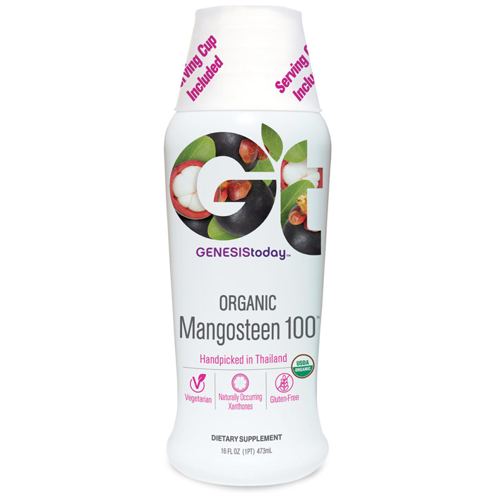 Genesis Today Mangosteen 100, Organic Mangosteen Juice Liquid, 16 oz, Genesis Today