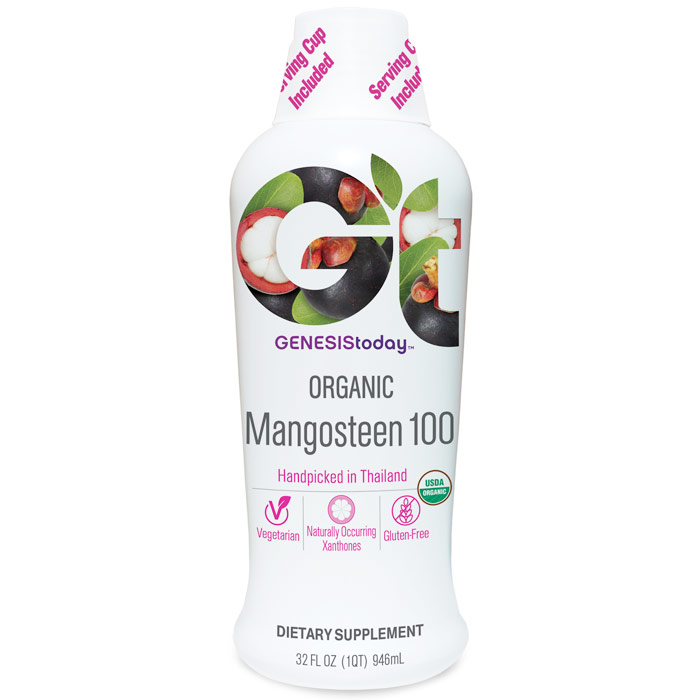 Genesis Today Mangosteen 100, Organic Mangosteen Juice Liquid, 32 oz, Genesis Today