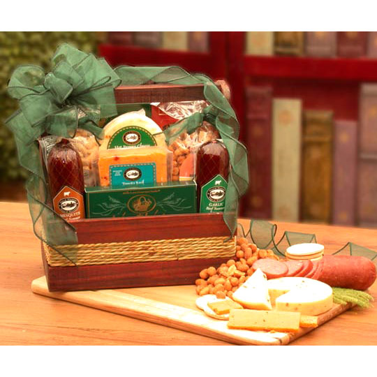 Elegant Gift Baskets Online Manly Mans Sausage & Nut Gift Tote, Elegant Gift Baskets Online