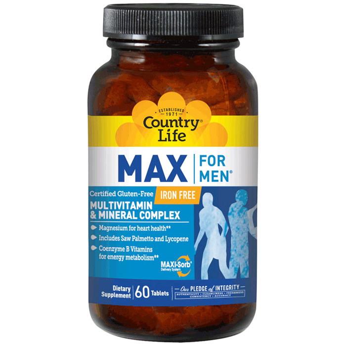 Country Life Max For Men Maximized Masculine 120 Tablets, Country Life