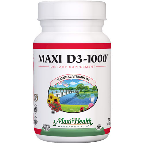 Maxi-Health Research (MaxiHealth) Maxi D3-1000, Vitamin D3 1000 IU, 90 Tablets, Maxi-Health Research (MaxiHealth)