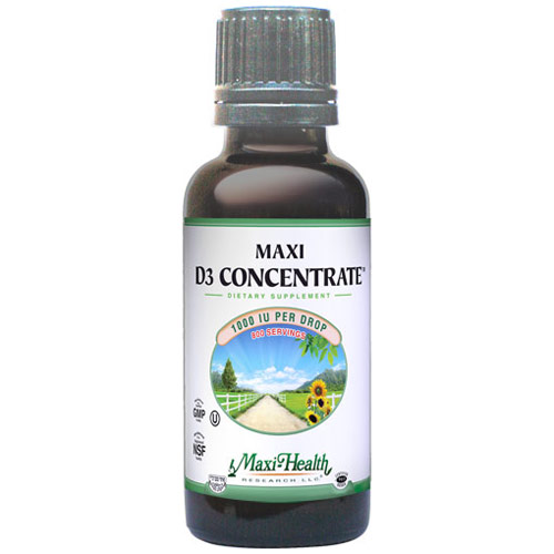 Maxi-Health Research (MaxiHealth) Maxi D3 Concentrate, Liquid Vitamin D3 1000 IU, 1 oz, Maxi-Health Research (MaxiHealth)
