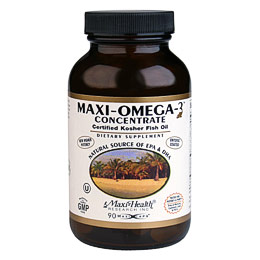 Maxi-Health Research (MaxiHealth) Maxi Omega 3 Concentrate, Kosher Fish Oil, 180 Capsules, Maxi-Health Research (MaxiHealth)