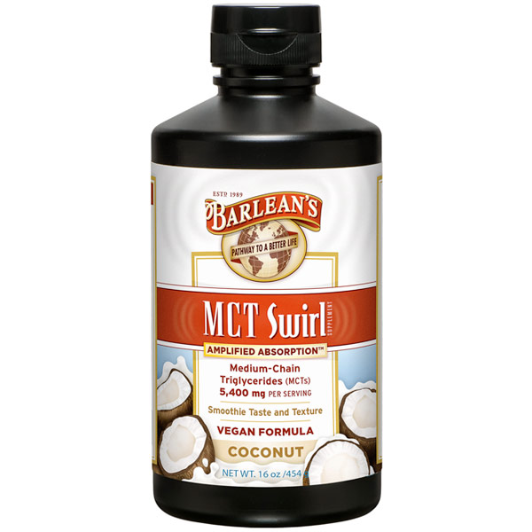 Barlean's Organic Oils MCT Swirl Liquid, Medium Chain Triglycerides, Coconut, 16 oz, Barlean's Organic Oils