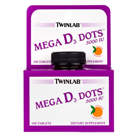 Twinlab Mega D3 Dots 5000 IU, 100 Tablets, Twinlab