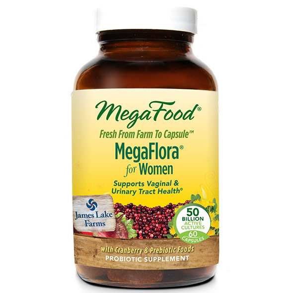 MegaFood MegaFlora for Women, Probiotic with Cranberry & Prebiotic Foods, 60 Capsules, MegaFood