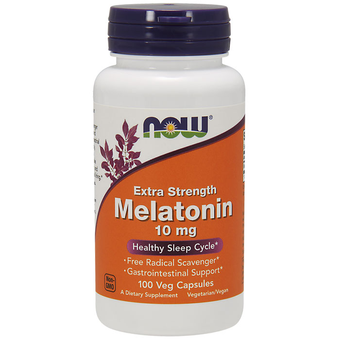 NOW Foods Melatonin 10 mg Extra Strength, 100 Veg Capsules, NOW Foods