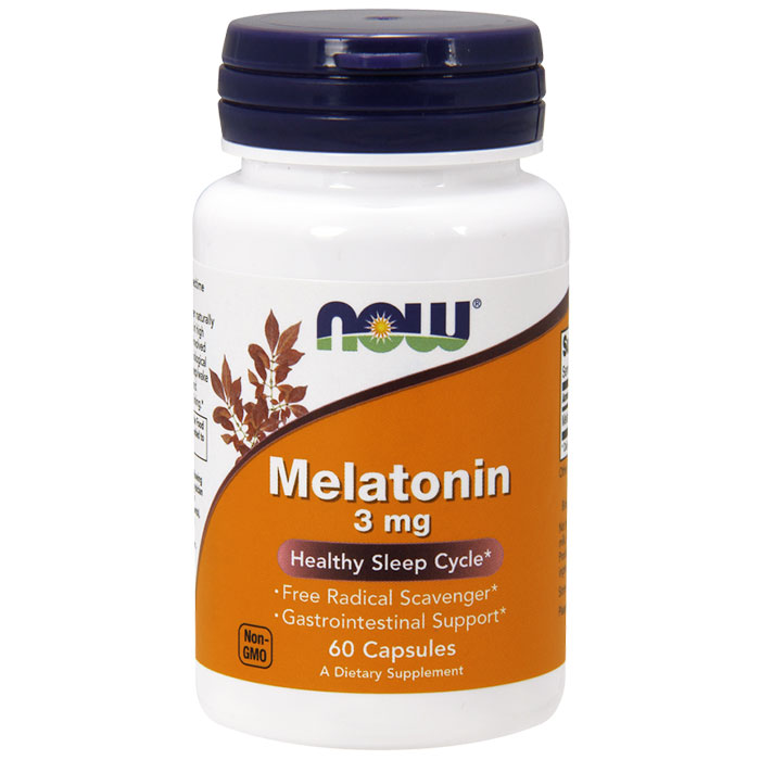 NOW Foods Melatonin 3 mg, 60 Capsules, NOW Foods