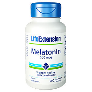Life Extension Melatonin 500 mcg, 200 Vegetarian Capsules, Life Extension