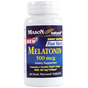 Mason Natural Melatonin 500 mcg Fast Meltz Fruit Flavored Tablets, 60 Tablets, Mason Natural