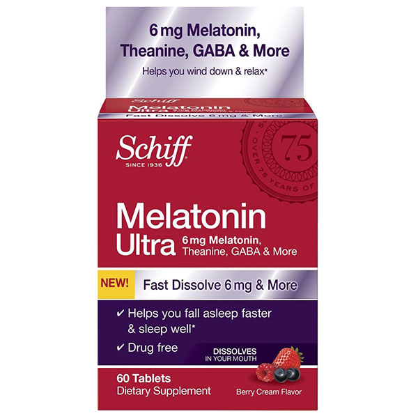 Schiff Melatonin Ultra, Fast Dissolve, Berry Cream Flavor, 60 Tablets, Schiff