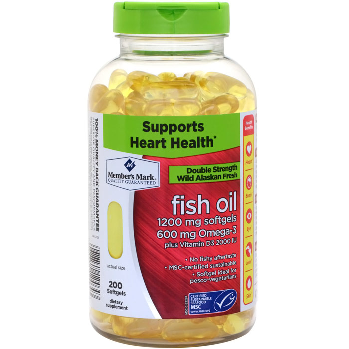 Member's Mark Member's Mark Enteric Double Strength Fish Oil 1200 mg, 200 Softgels