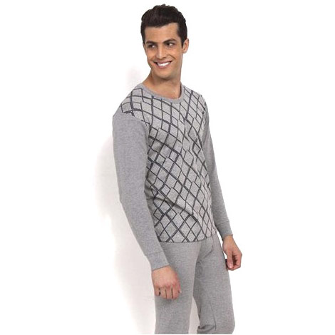 Relaxso Men's Bamboo Extreme Thermal Underwear Set, Checker Grey, Relaxso