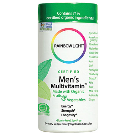 Rainbow Light Men's Organic MultiVitamin, Certified Organics, 120 Capsules, Rainbow Light