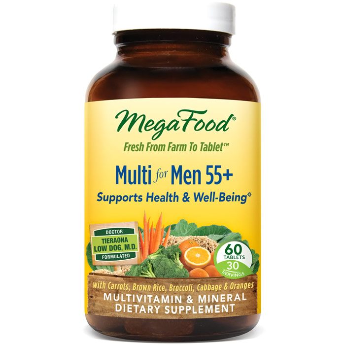 MegaFood Men Over 55, Whole Food Multivitamin & Mineral, Iron Free, 60 Tablets, MegaFood