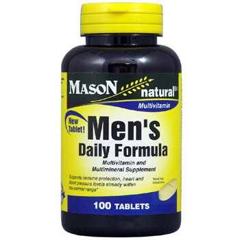 Mason Natural Men's Daily Formula, Mutivitamin & Multimineral Supplement, 100 Tablets, Mason Natural