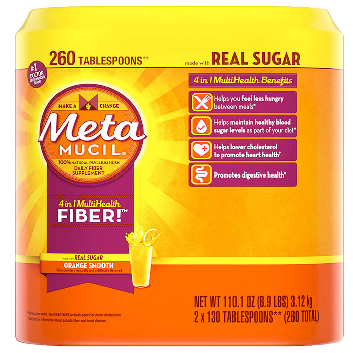 Metamucil Metamucil MultiHealth Fiber Orange Smooth with Real Sugar, 228 Doses