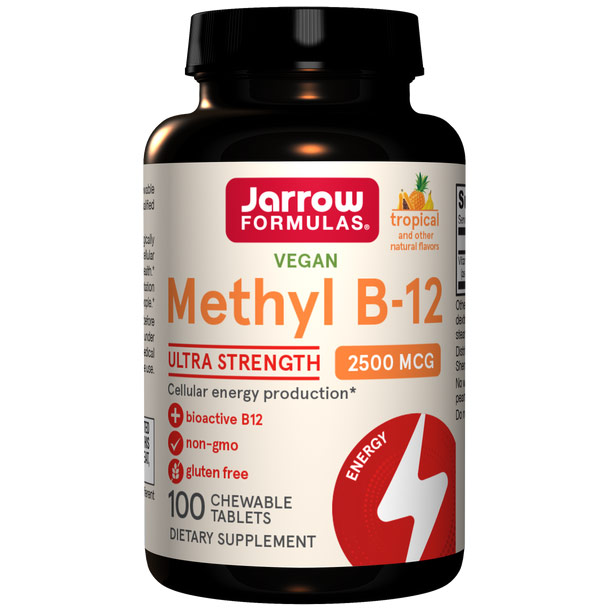 Jarrow Formulas Methyl B-12, Methylcobalamin 2500 mcg - Tropical, 100 Vegetarian Lozenges, Jarrow Formulas