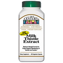 21st Century HealthCare Milk Thistle Extract 200 Vegetarian Capsules, 21st Century Health Care