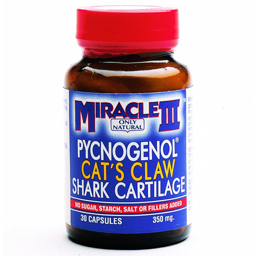 Only Natural Inc. Miracle III (Pycnogenol, Cat's Claw & Shark Cartilage), 30 Capsules, Only Natural Inc.