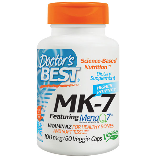 Doctor's Best MK-7 featuring MenaQ7 100 mcg, 60 Vegetarian Capsules, Doctor's Best