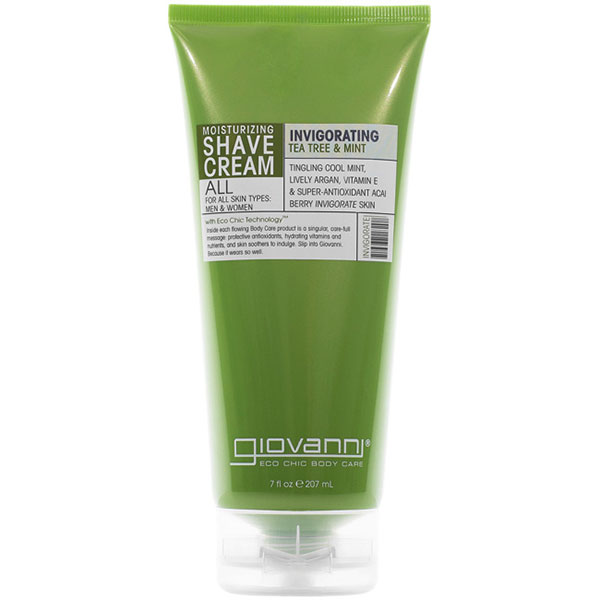 Giovanni Cosmetics Moisturizing Shave Cream, Invigorating, Tea Tree & Mint, 7 oz, Giovanni Cosmetics