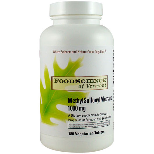 FoodScience Of Vermont MSM 1000 mg, 180 Tablets, FoodScience Of Vermont