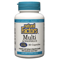 Natural Factors Multi Acidophilus with FOS Non-Dairy 90 Capsules, Natural Factors