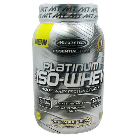 MuscleTech MuscleTech Platinum 100% Iso-Whey, Essential Series, 1.79 lb (26 Servings)