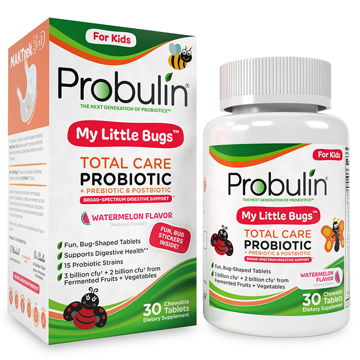 My Little Bugs Total Care Probiotic For Kids, 30 Chewable Tablets, Probulin