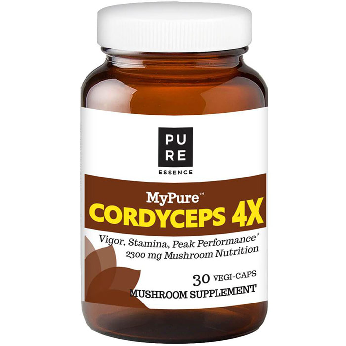 MyPure Cordyceps 4X Mushroom Supplement, 30 Vegetarian Capsules, Pure Essence Labs