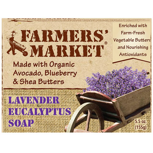 Farmers' Market Natural Bar Soap, Lavender Eucalyptus, 5.5 oz, Farmers' Market