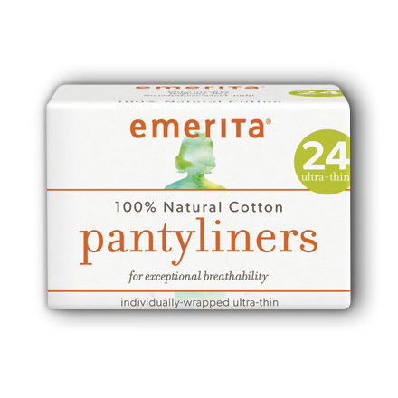 Emerita Natural Cotton Ultra Thin Pantyliners, Individually Wrapped, 24 ct, Emerita