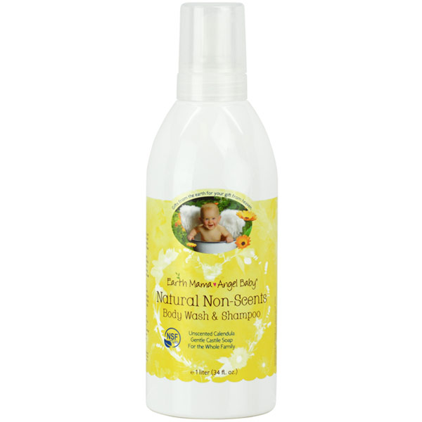 Earth Mama Angel Baby Natural Non-Scents Baby Shampoo & Body Wash, 34 oz, Earth Mama Angel Baby