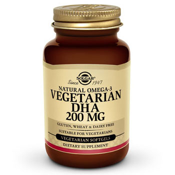Solgar Natural Omega-3 Vegetarian DHA 200 mg, 50 Vegetarian Softgels, Solgar