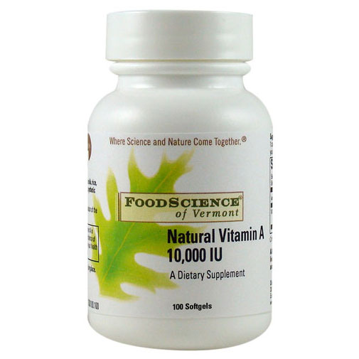 FoodScience Of Vermont Natural Vitamin A 10,000 IU, 100 Capsules, FoodScience Of Vermont