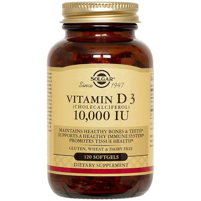 Solgar Natural Vitamin D3 (Cholecalciferol) 10,000 IU, 120 Softgels, Solgar