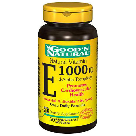 Good 'N Natural Natural Vitamin E-1000 IU, 50 Softgels, Good 'N Natural