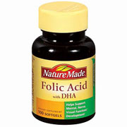 Nature Made Nature Made Folic Acid with DHA and Vitamin B-12, 300 Premium Softgels
