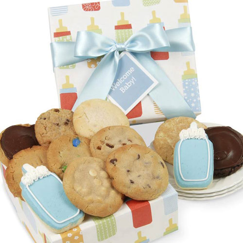 Elegant Gift Baskets Online New Baby Boy Cookie Gift Box (12 Cookies), Elegant Gift Baskets Online