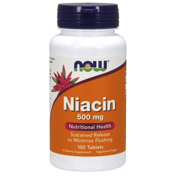 NOW Foods Niacin 500 mg Time Released Vegetarian, 100 Tablets, NOW Foods
