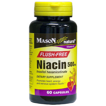 Mason Natural Niacin 500 mg (Flush Free) , 60 Capsules, Mason Natural