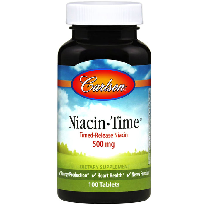 Carlson Laboratories Niacin-Time, Timed Release 500 mg, 100 tablets, Carlson Labs