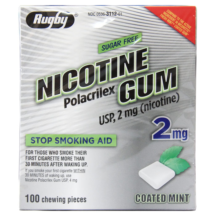 Watson Rugby Labs Nicotine Gum 2 mg, 100 Chewing Pieces, Watson Rugby