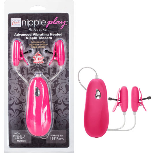 California Exotic Novelties Nipple Play Advanced Vibrating Heated Nipple Teasers - Pink, California Exotic Novelties