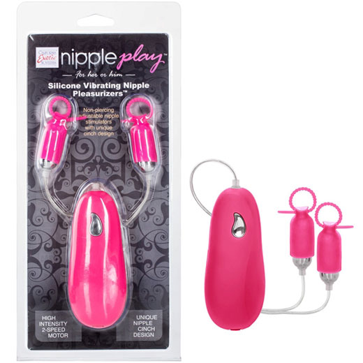 California Exotic Novelties Nipple Play Silicone Vibrating Nipple Pleasurizers - Pink, California Exotic Novelties